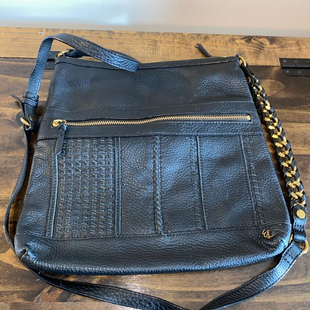 Elliott Lucca Gini Black Leather Crossbody Purse Bag NEW